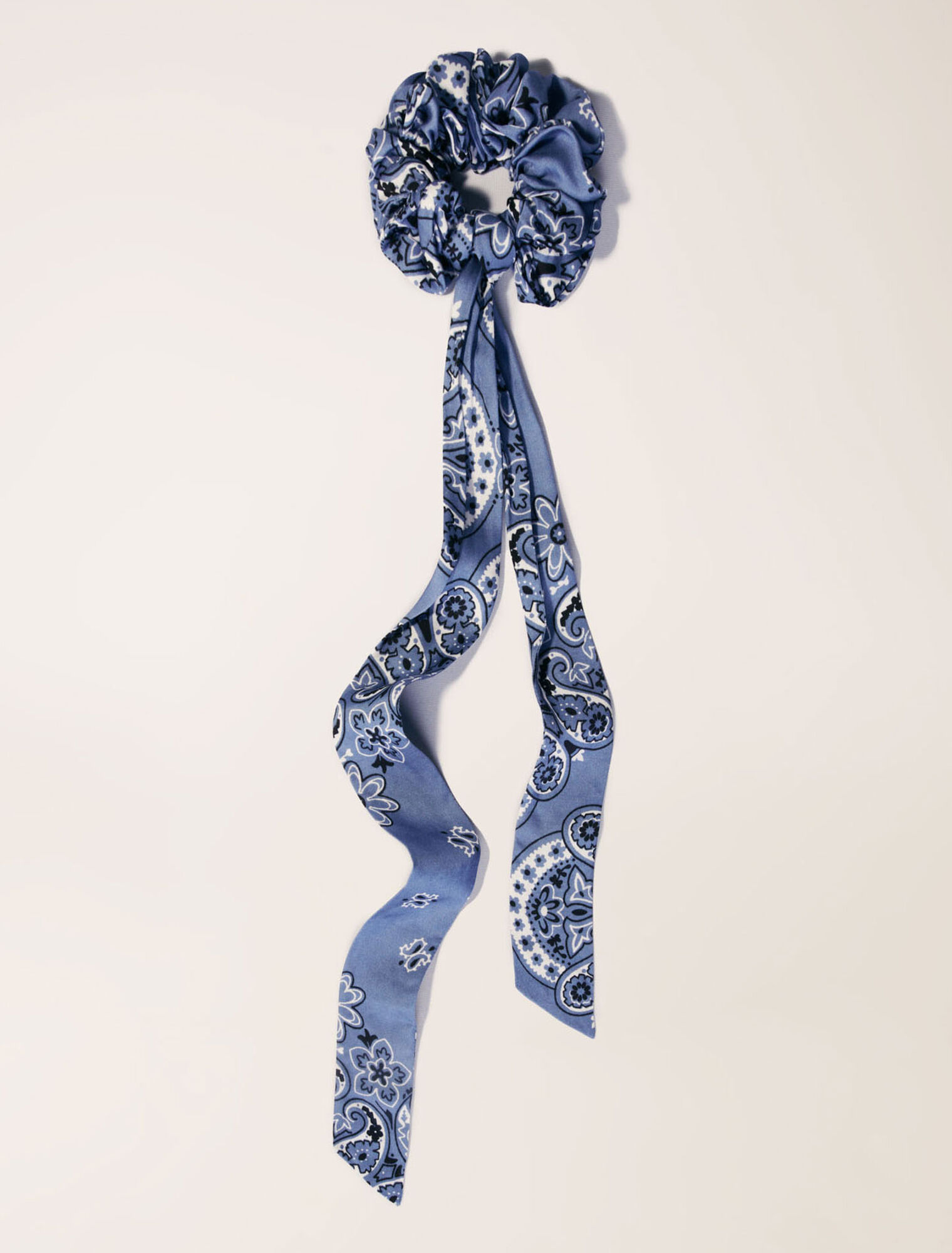 Scrunchie with printed ribbon scarf