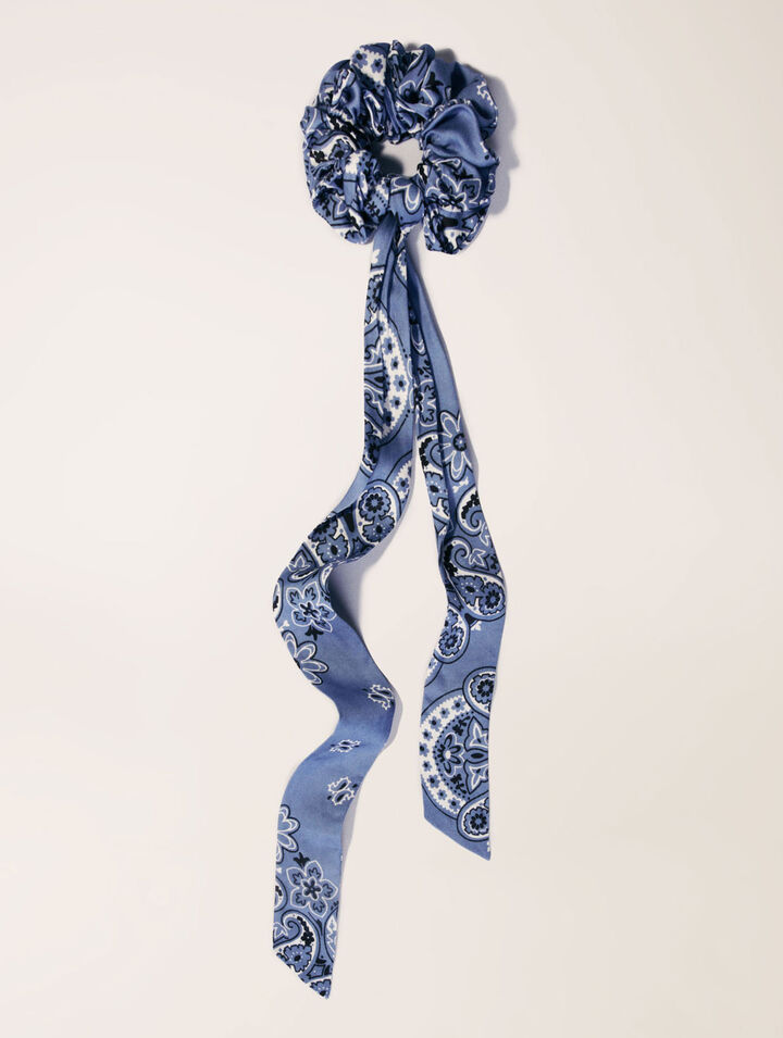 Chouchou avec foulard ruban imprimé