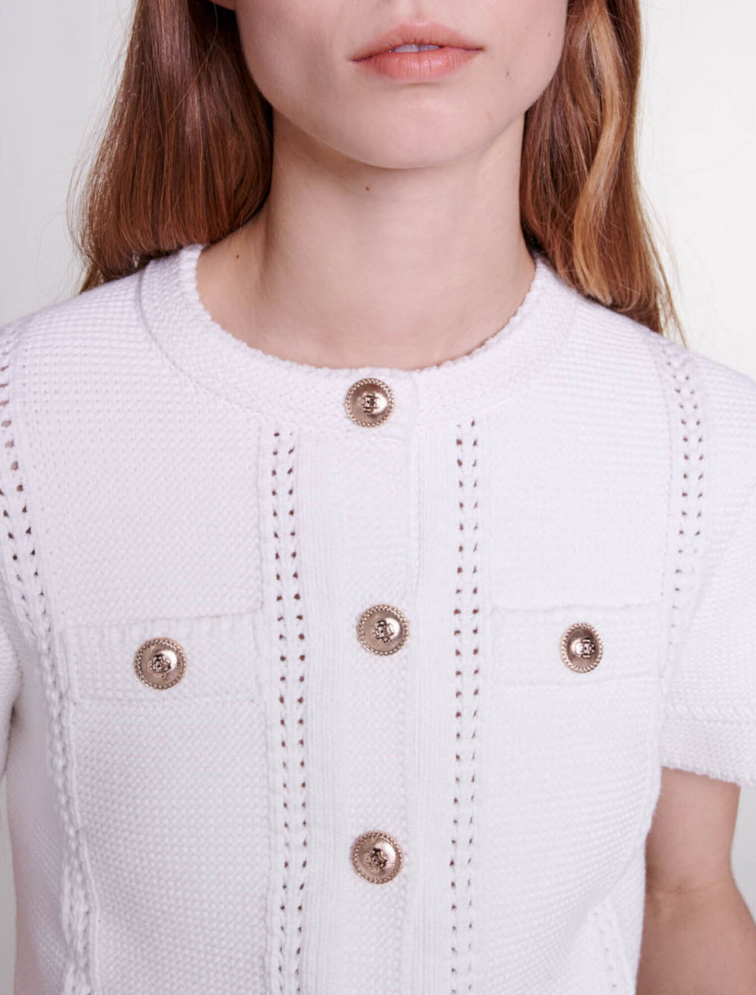 Short-sleeved knit cardigan
