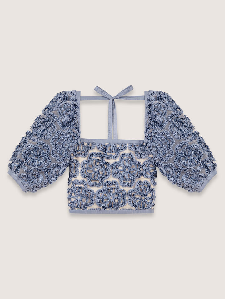 Top en organza motif floral