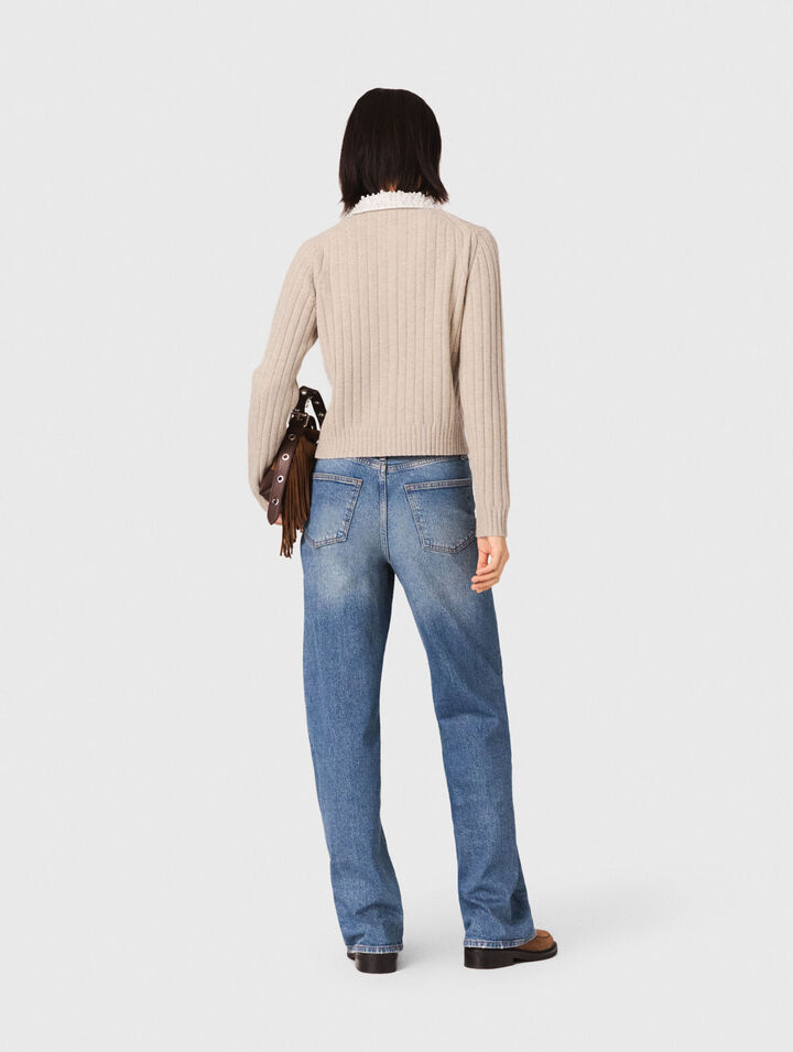 Cardigan avec col perlé amovible