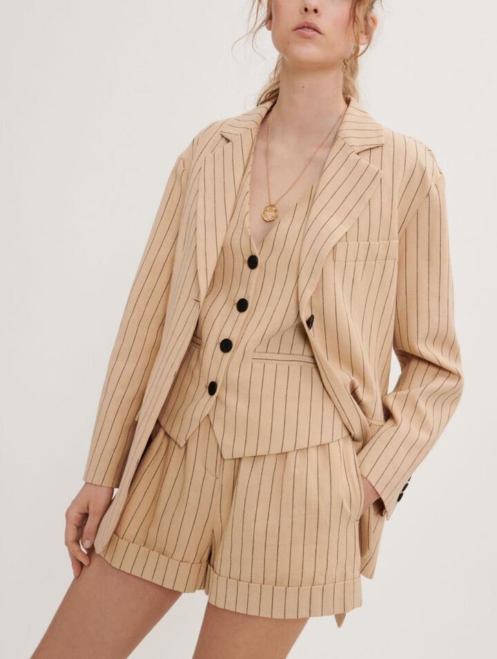 Veste à rayures ceinturée