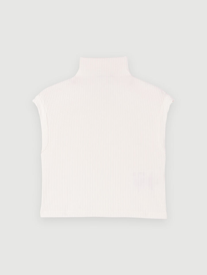 White mock-neck top