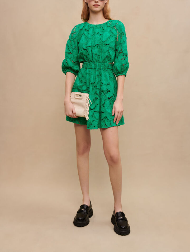 Embroidered cotton short dress