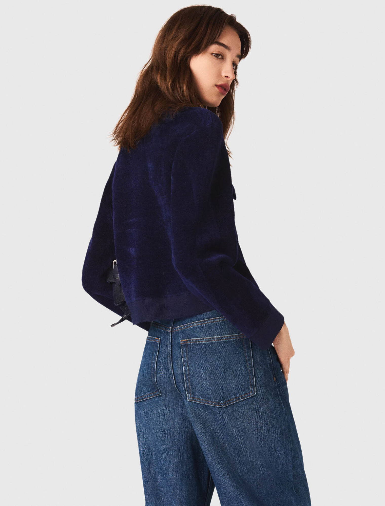 Cropped velvet jacket
