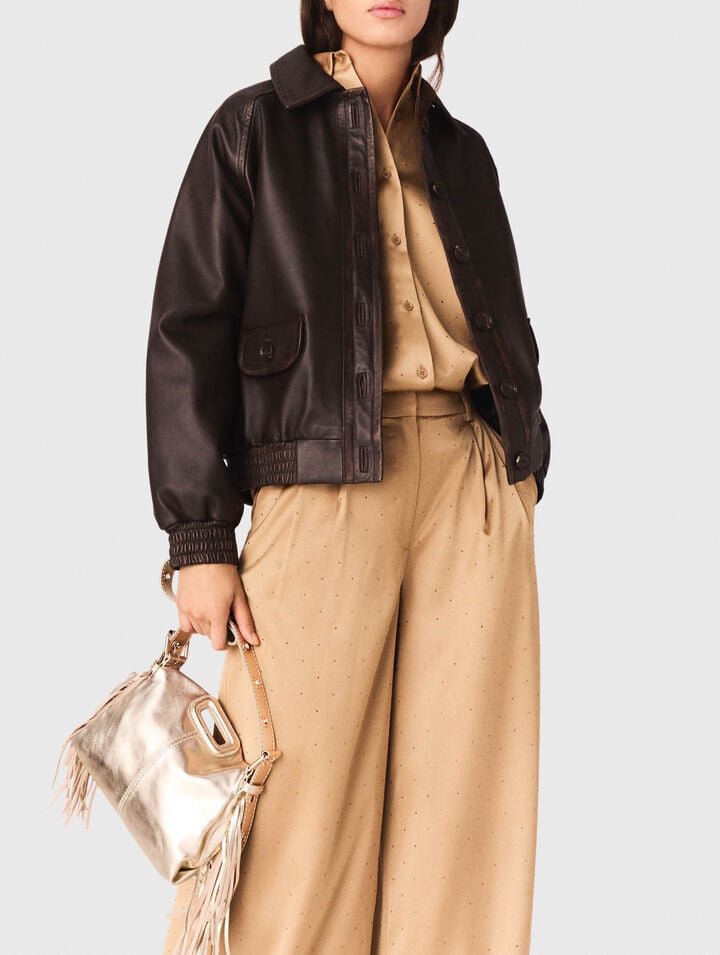 Rhinestone satin trousers