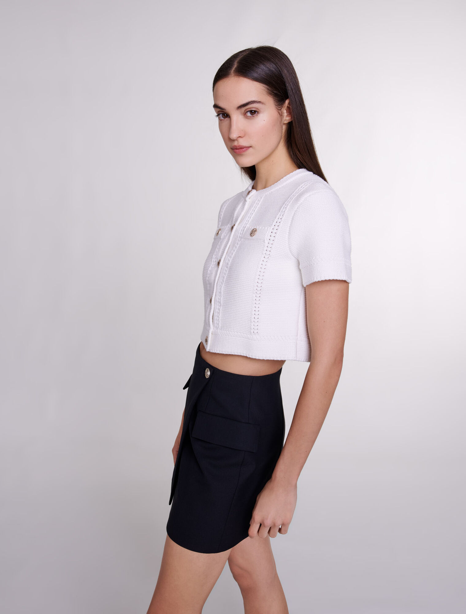 Asymmetric wrap skirt