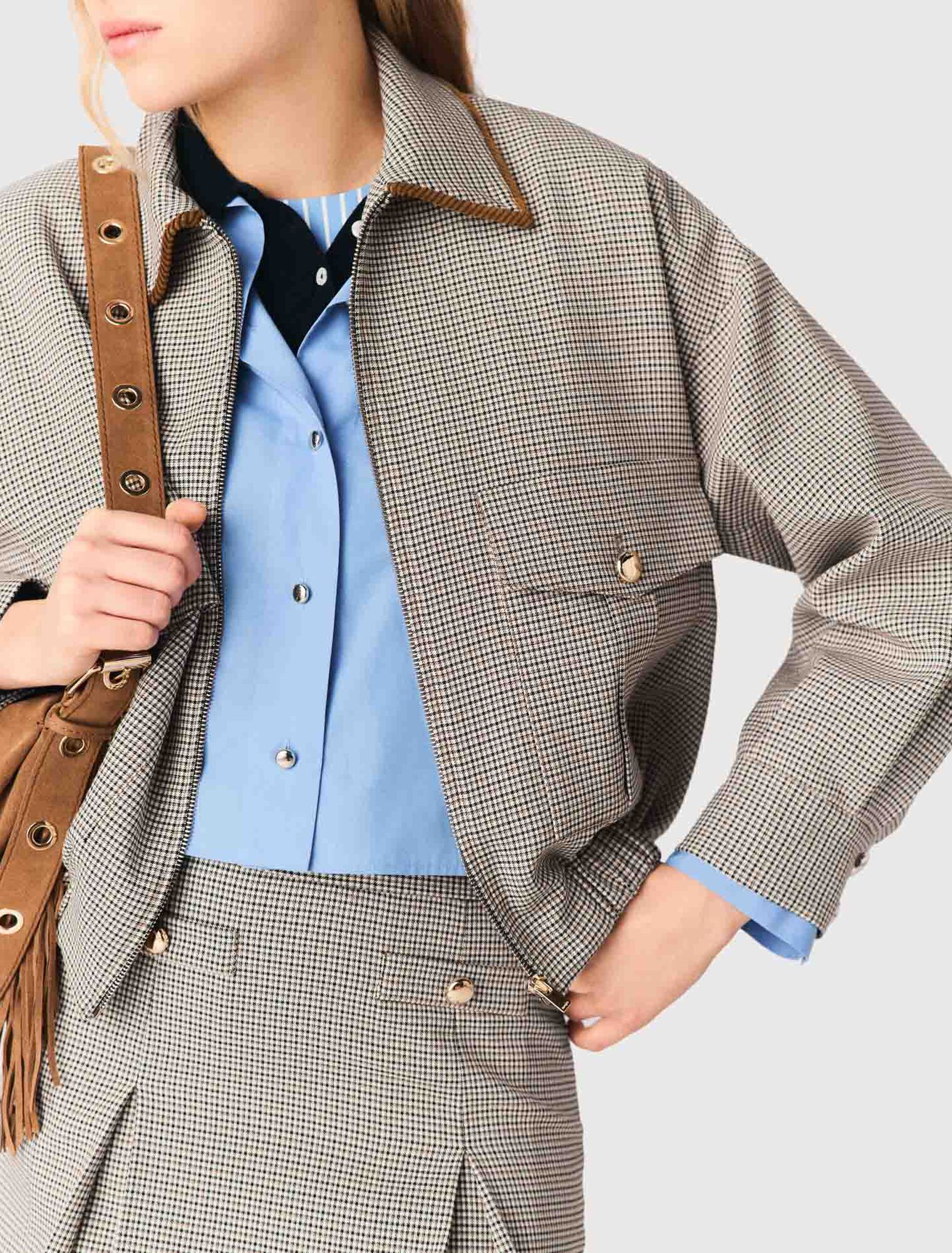 Blouson bomber &agrave; carreaux