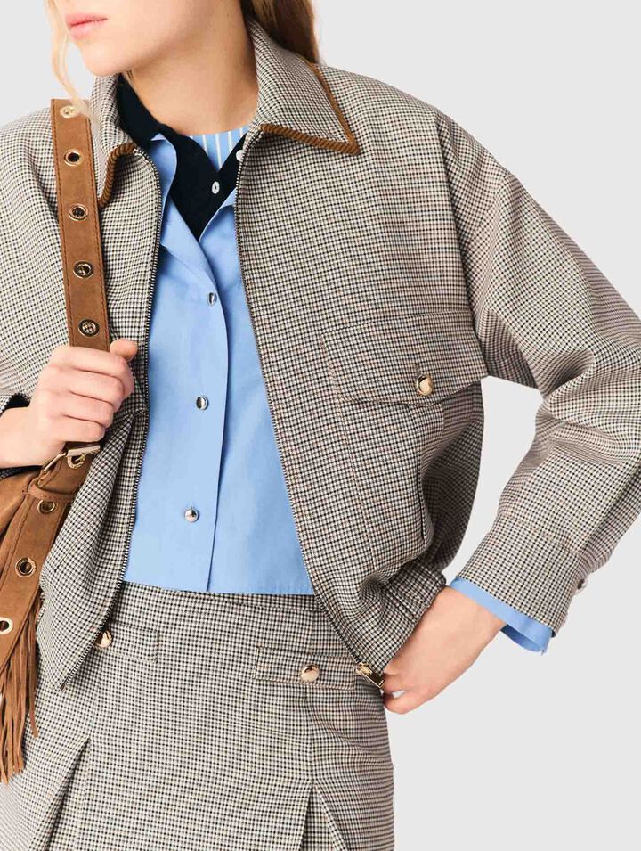 Checked bomber jacket