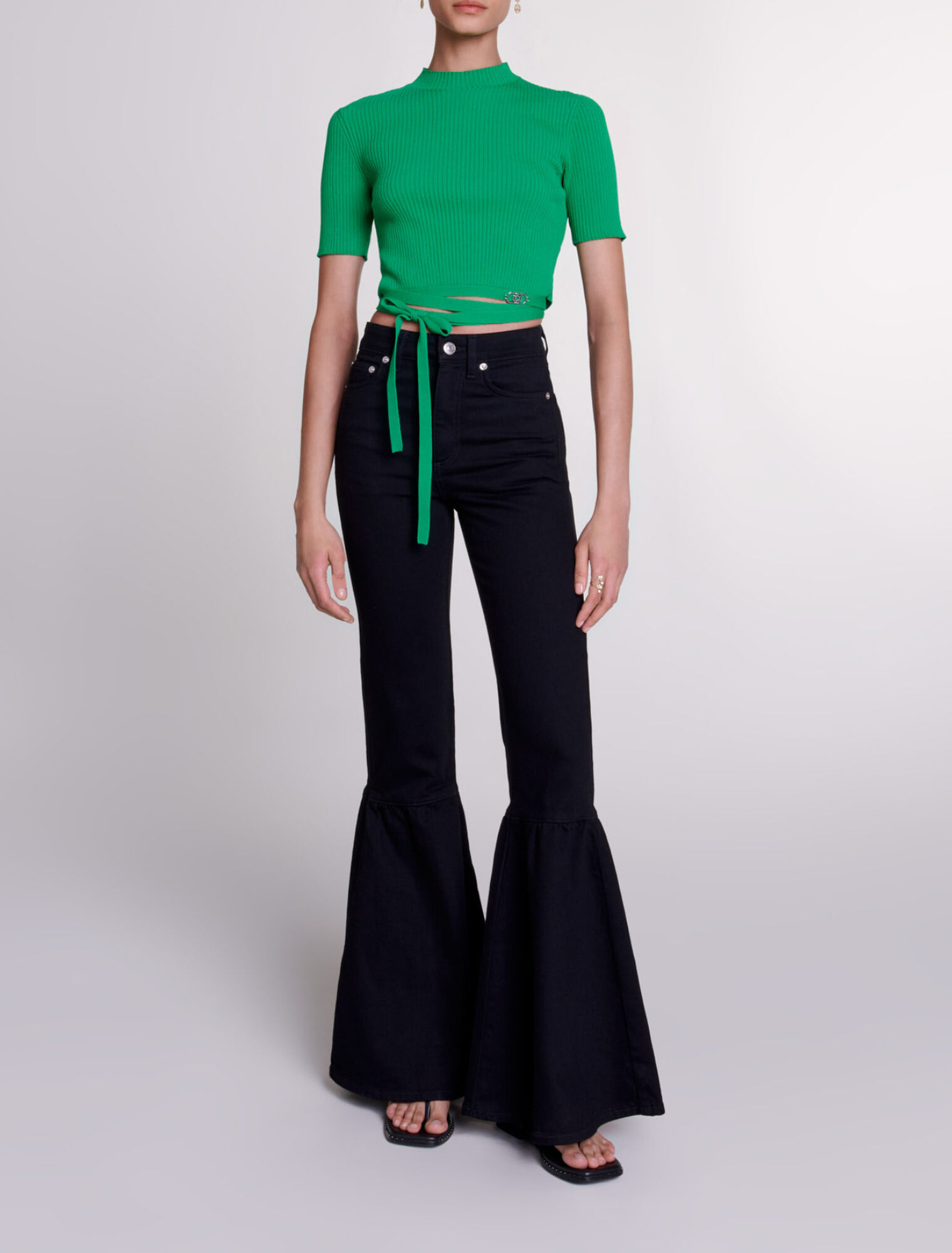 Knit crop top with ties