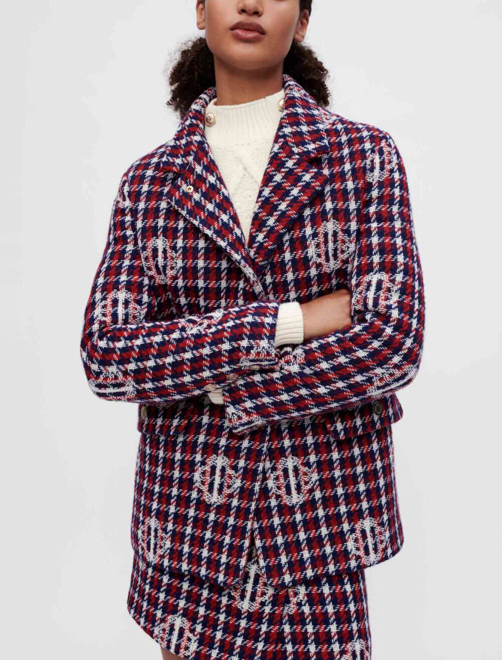 Maje plaid jacket clearance