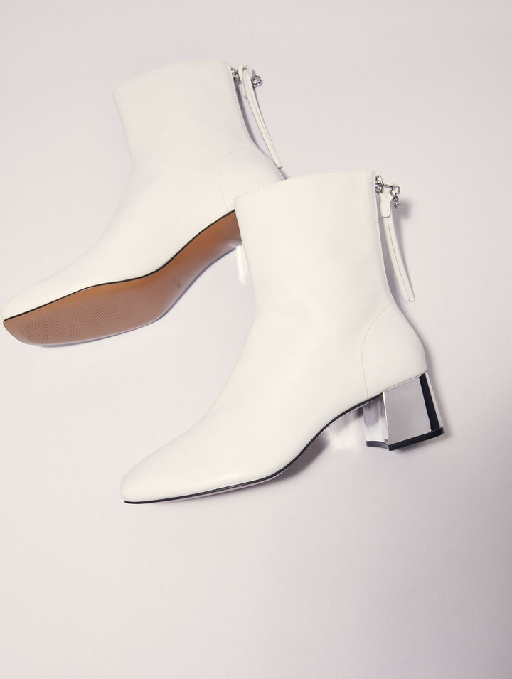 Bottines en cuir à bout carré