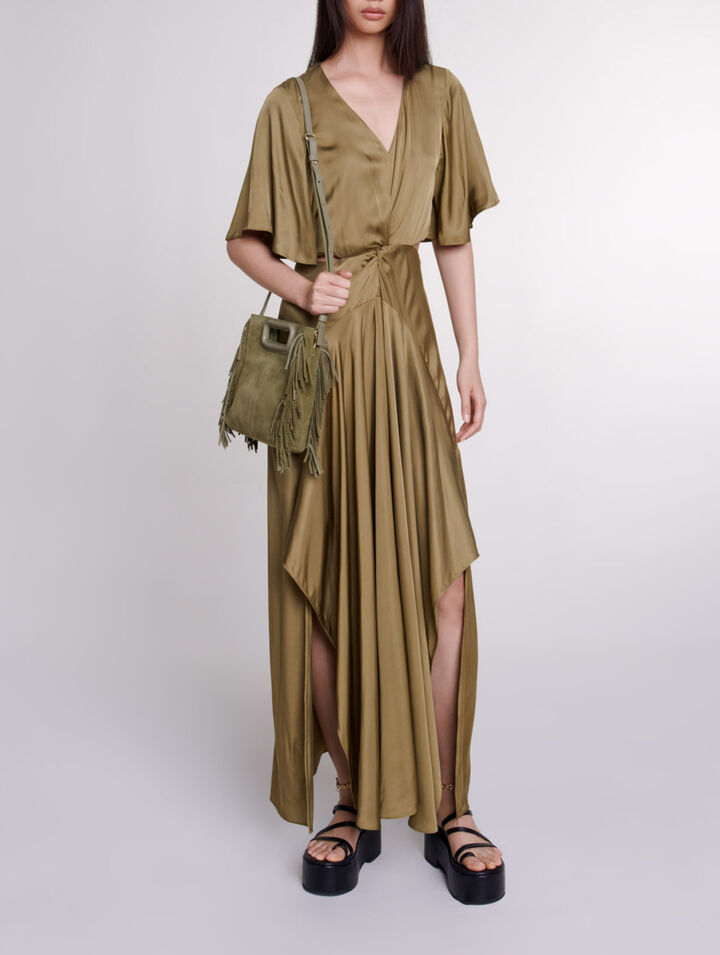 Robe longue satinée ajourée