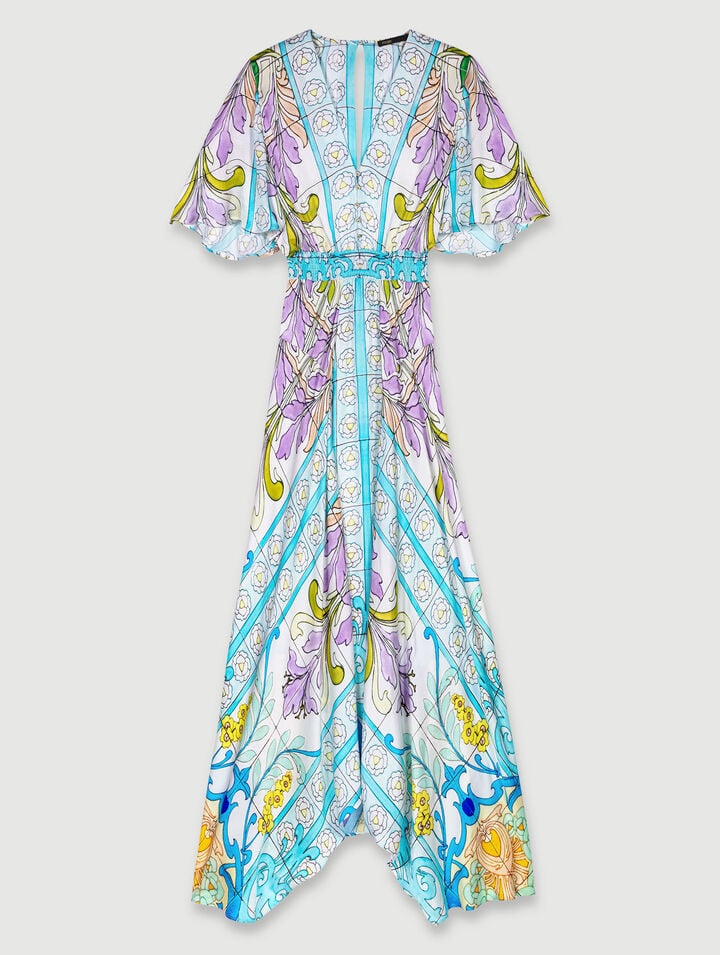 Satin-look patterned maxi dress