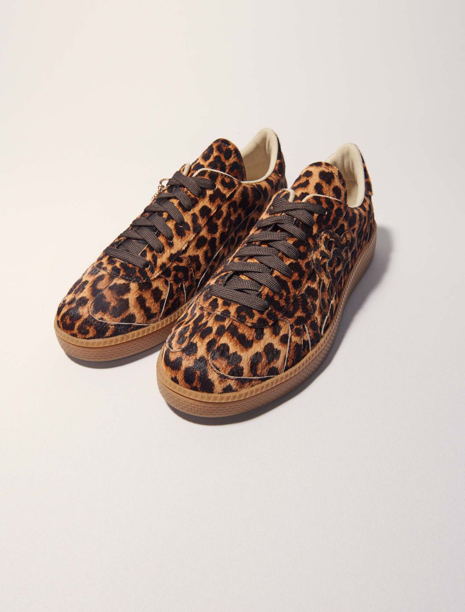 Leopard print leather trainers