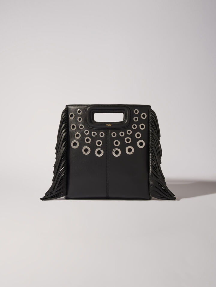 Leather M bag with eyelets