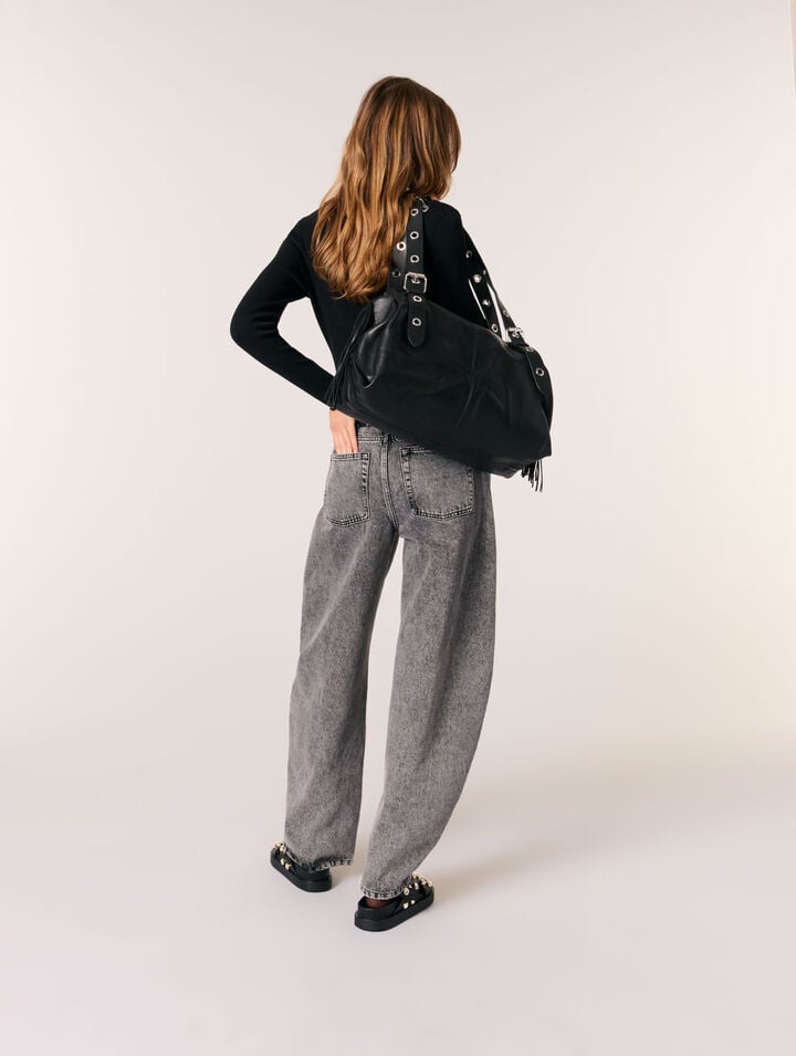 Pull décolleté en maille côtelée