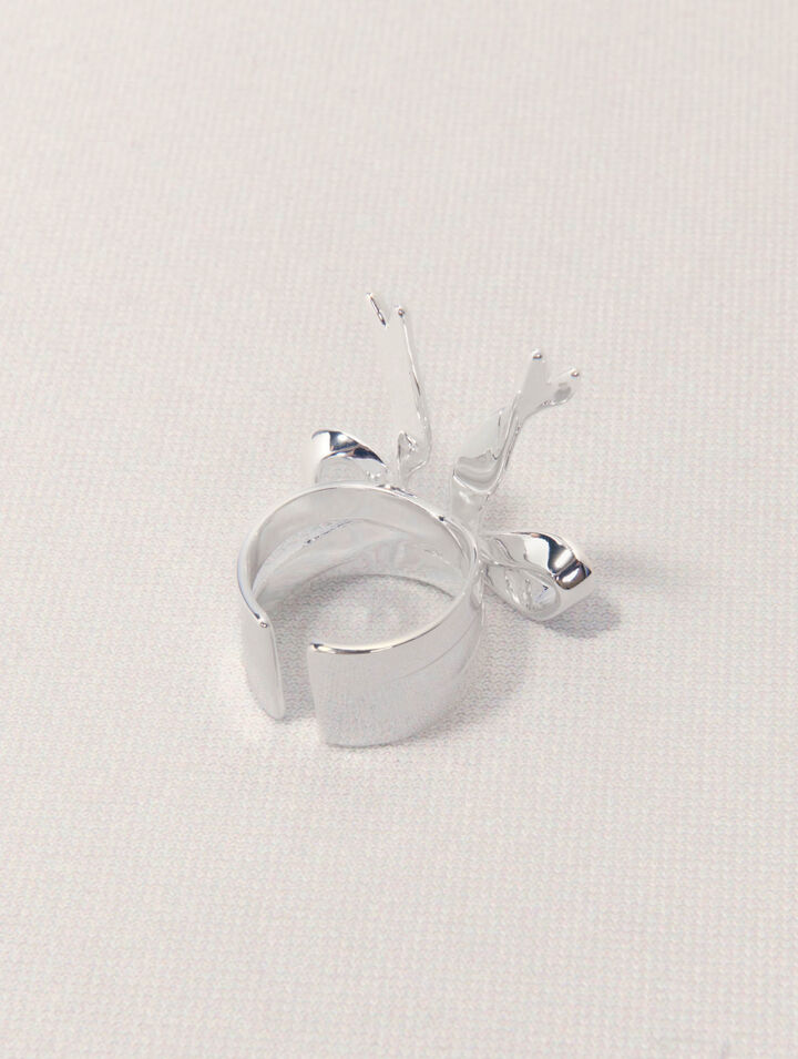 Bague ouverte nœud argentée