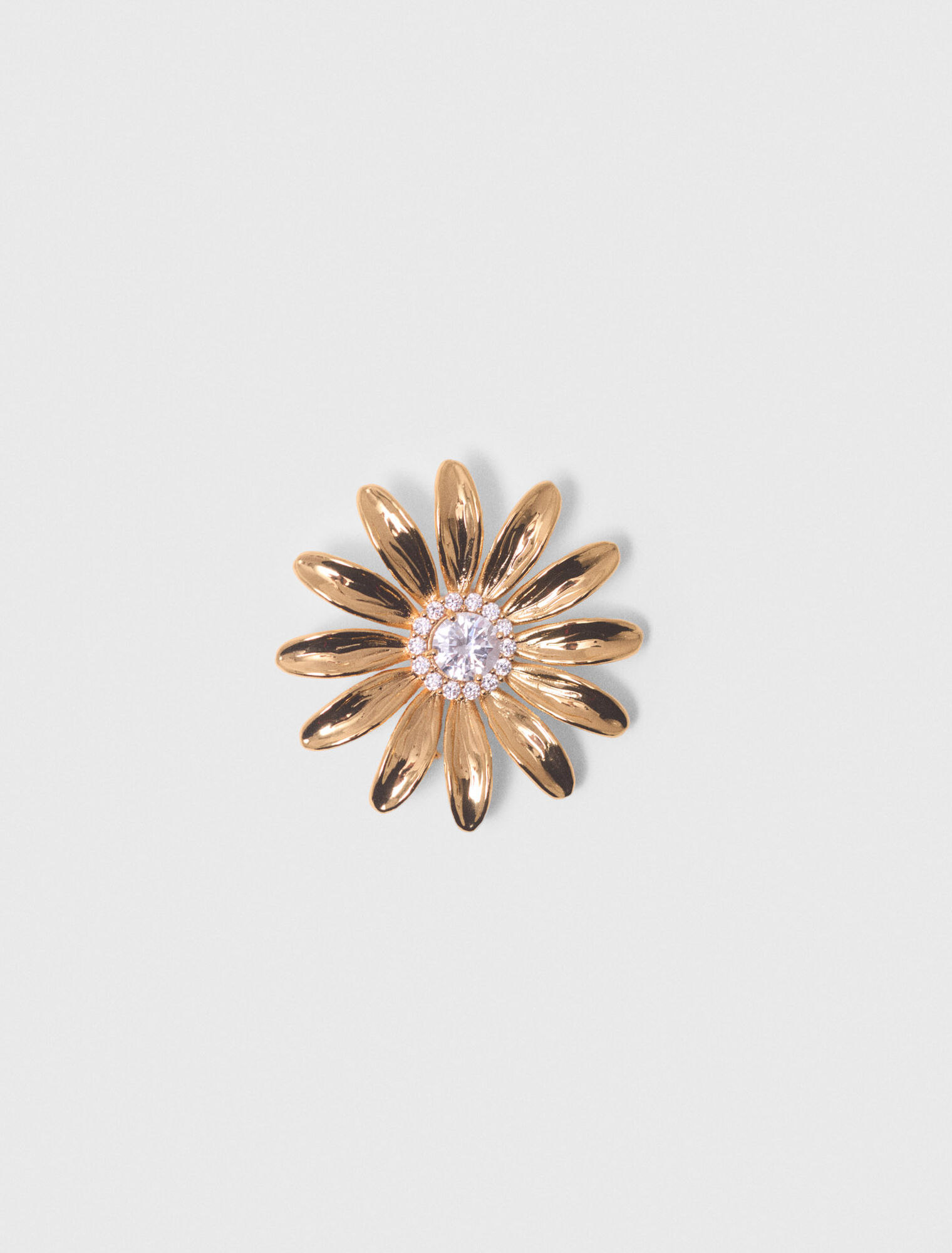 Broche fleurs dorée à strass