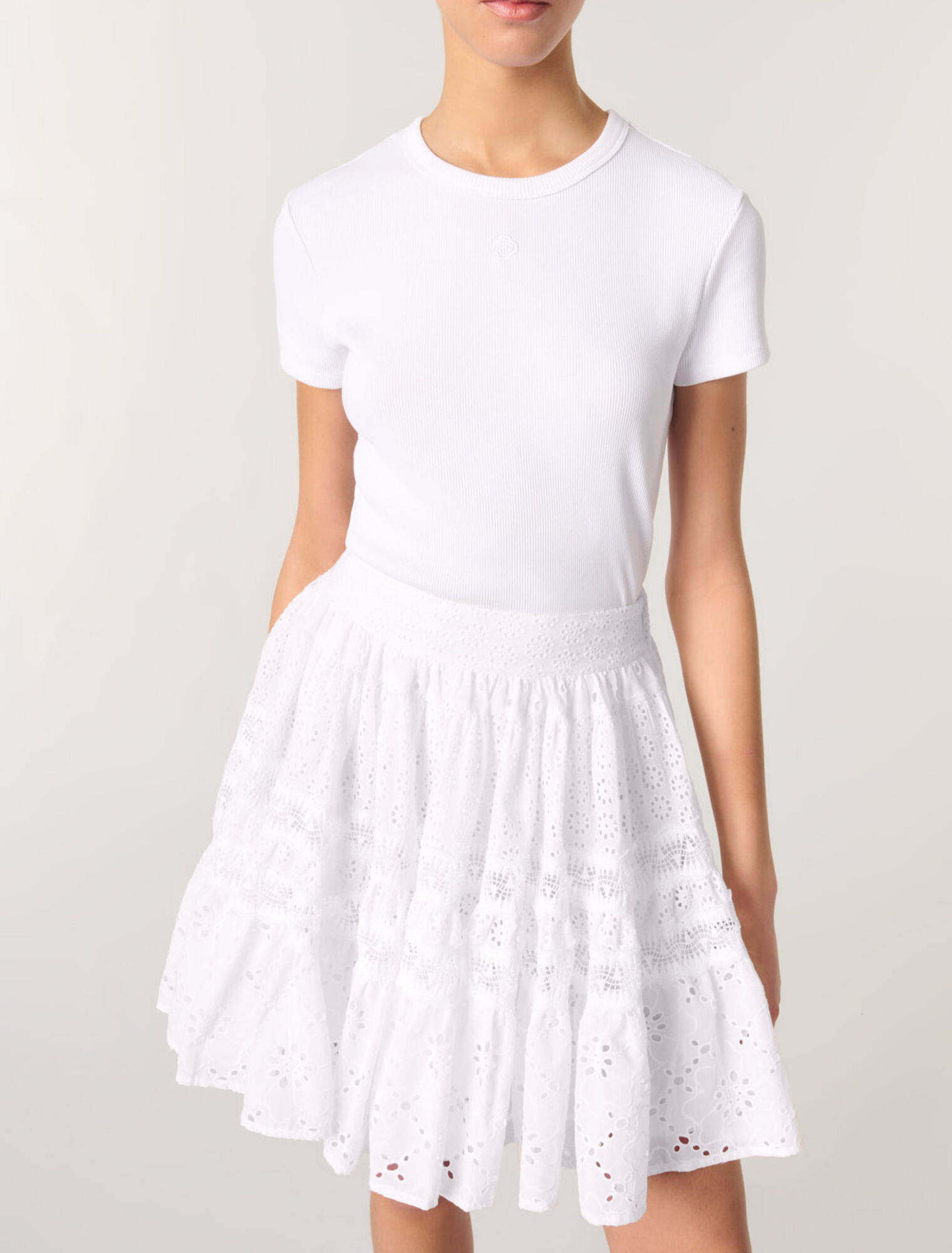 Short embroidered skirt