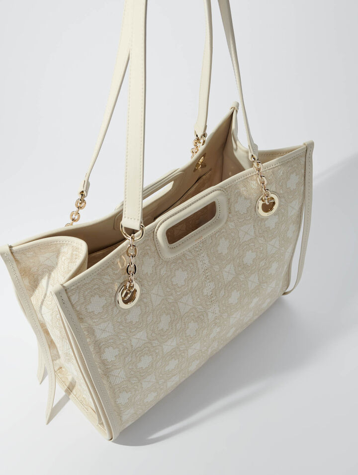 Clover print canvas shopping bag