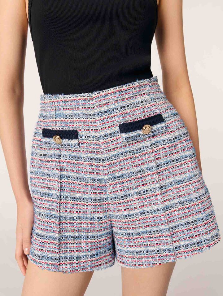 Short en tweed et galons contrastés