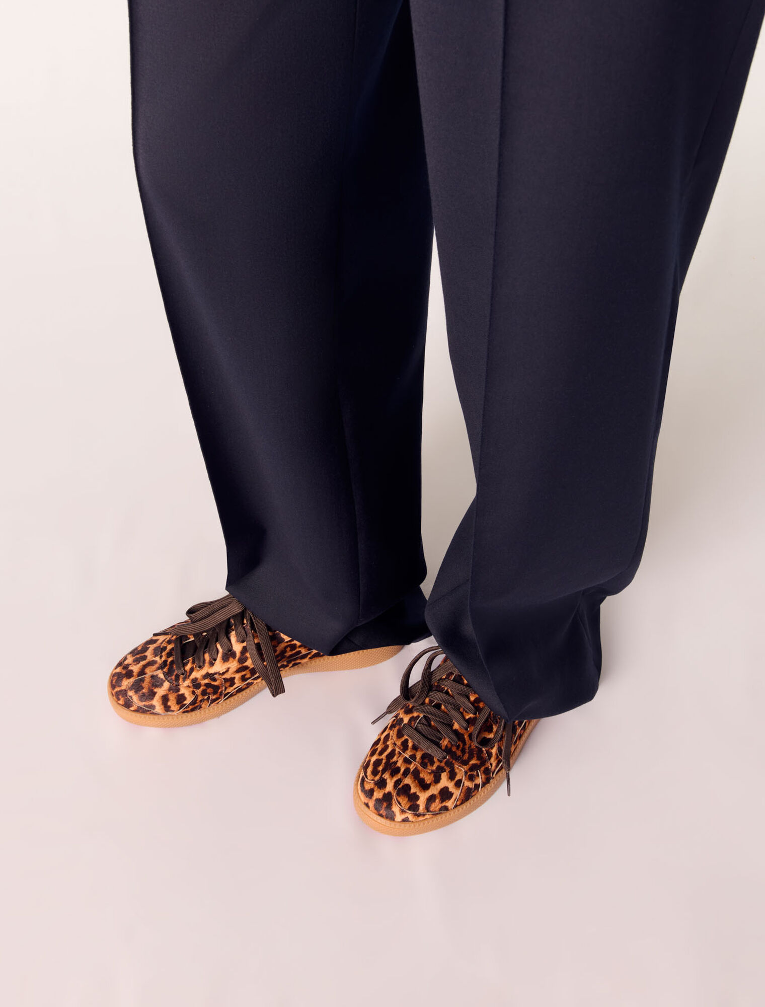 Leopard print leather trainers