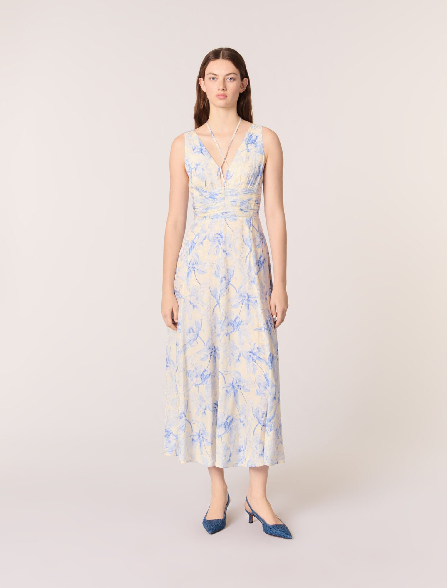 Patterned maxi dress with lacing