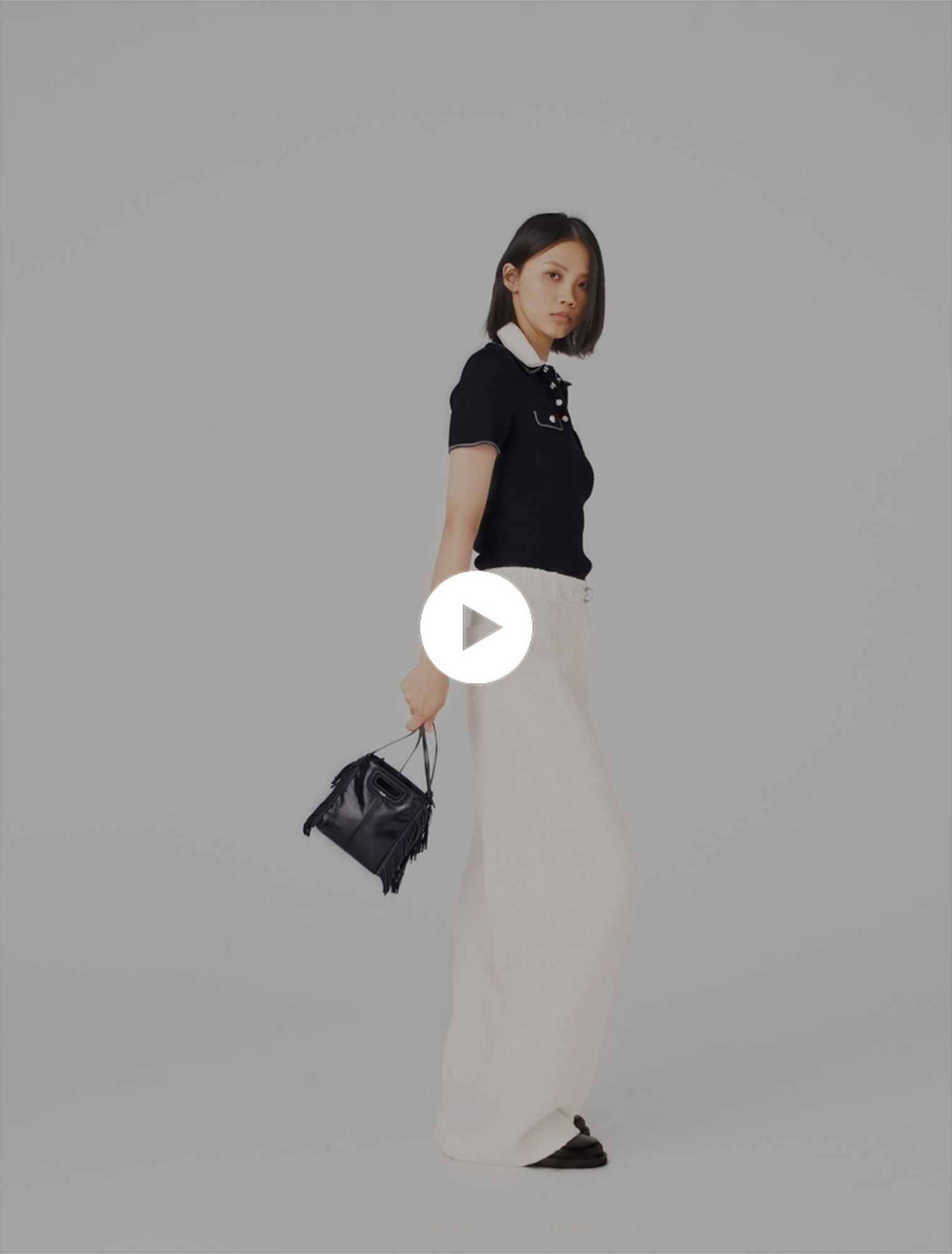 Pantalon large en tweed