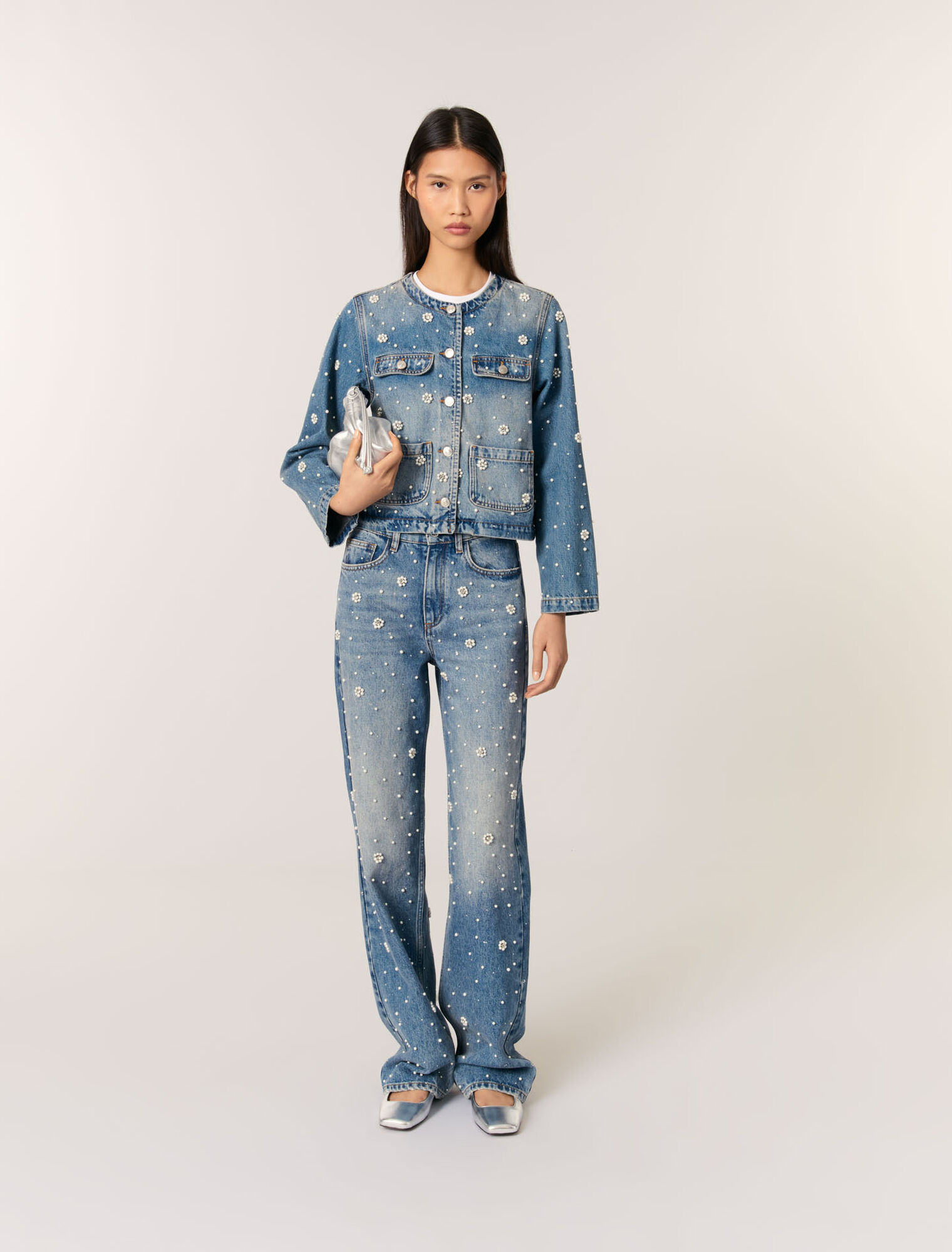 Veste en denim brodé