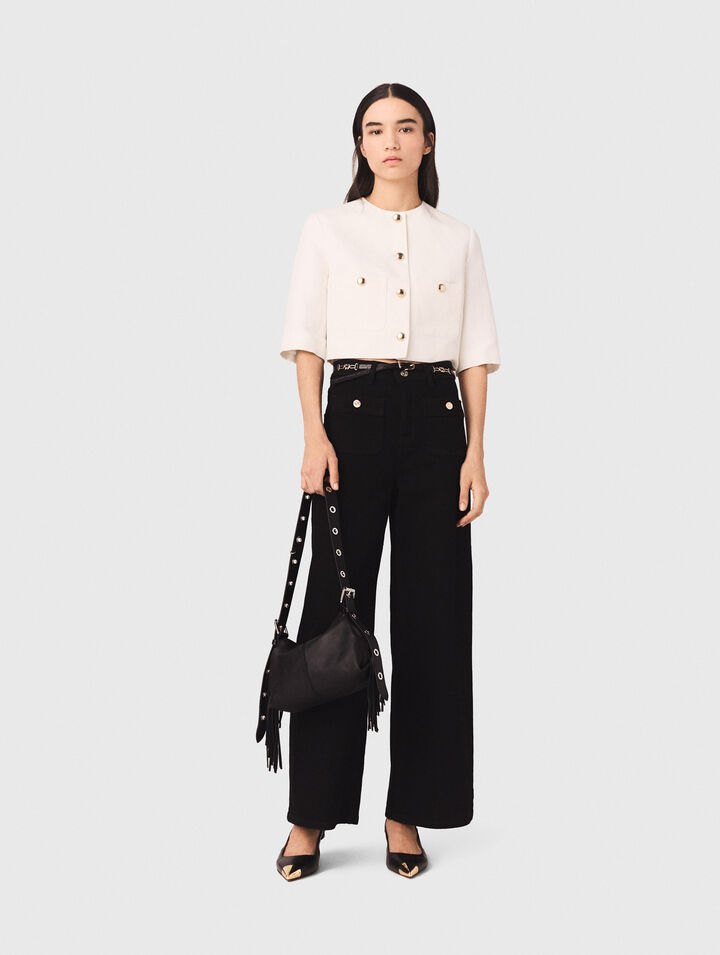 Jean droit avec poches plaqu&eacute;es