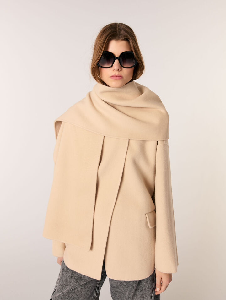Manteau double face à écharpe