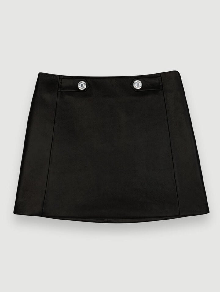 Short leather skirt