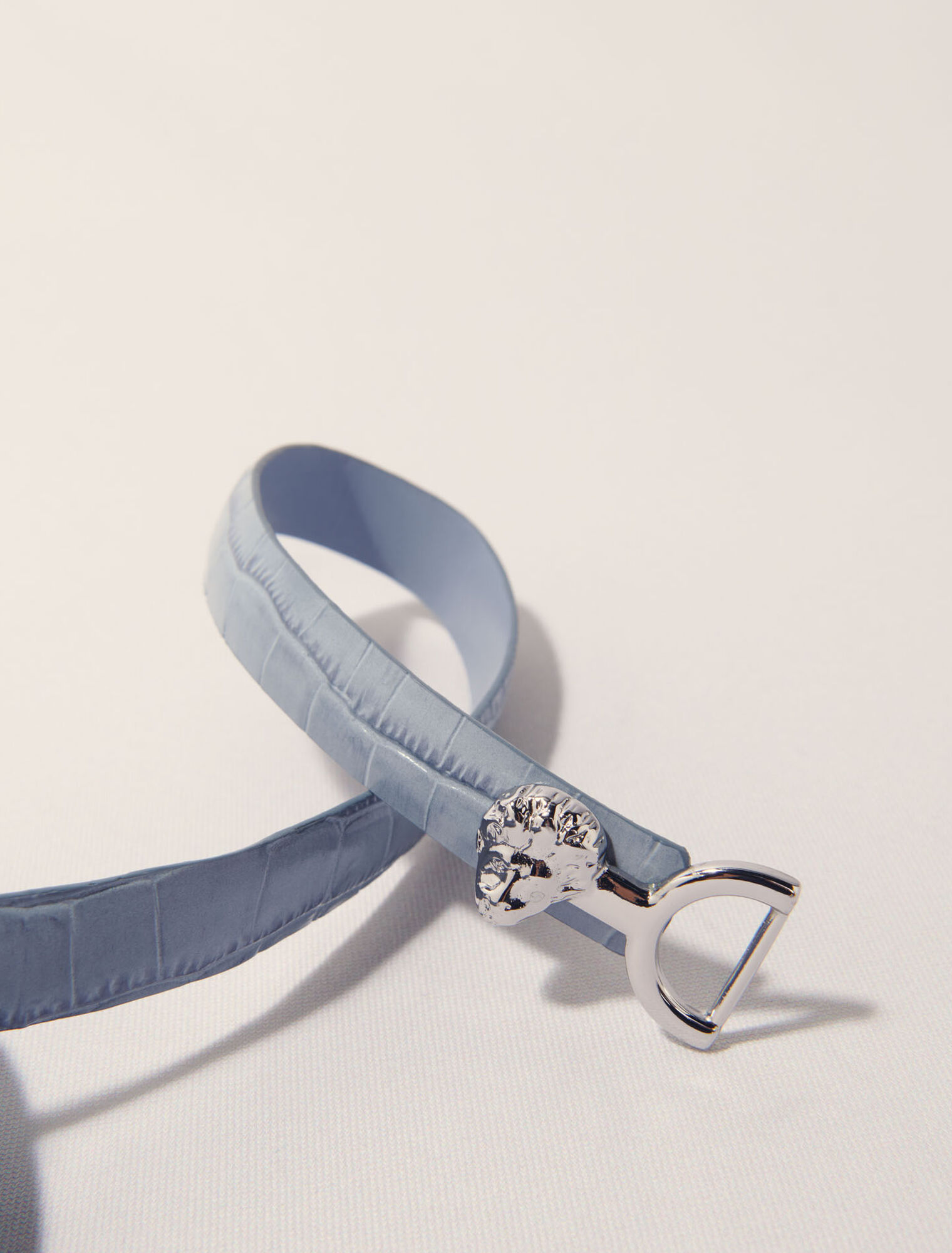 Ceinture fine en cuir à mors lion