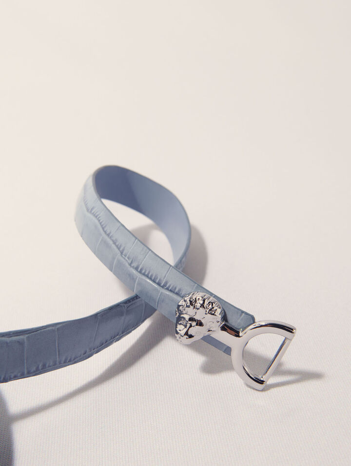 Ceinture fine en cuir à mors lion