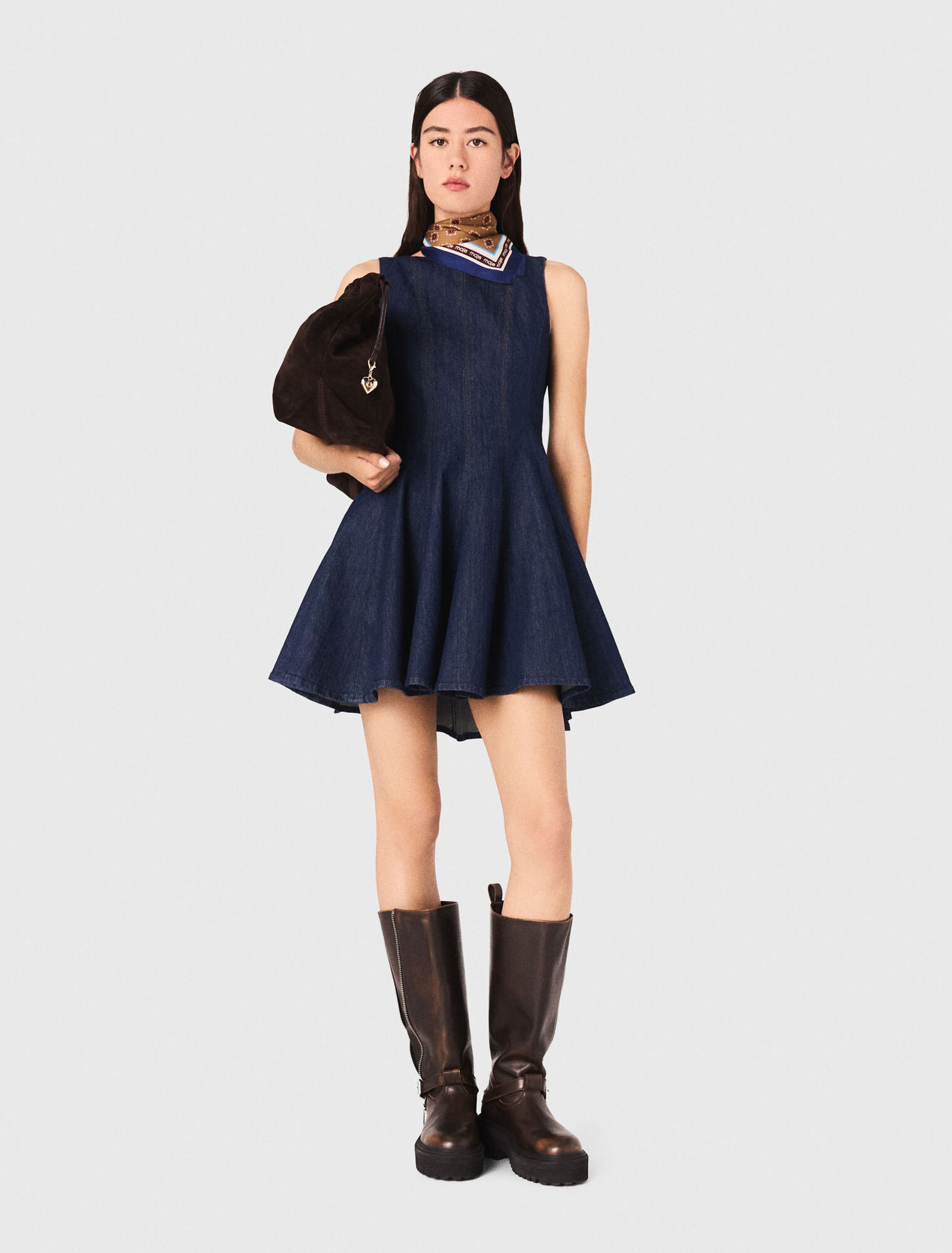 Robe courte en denim avec volants