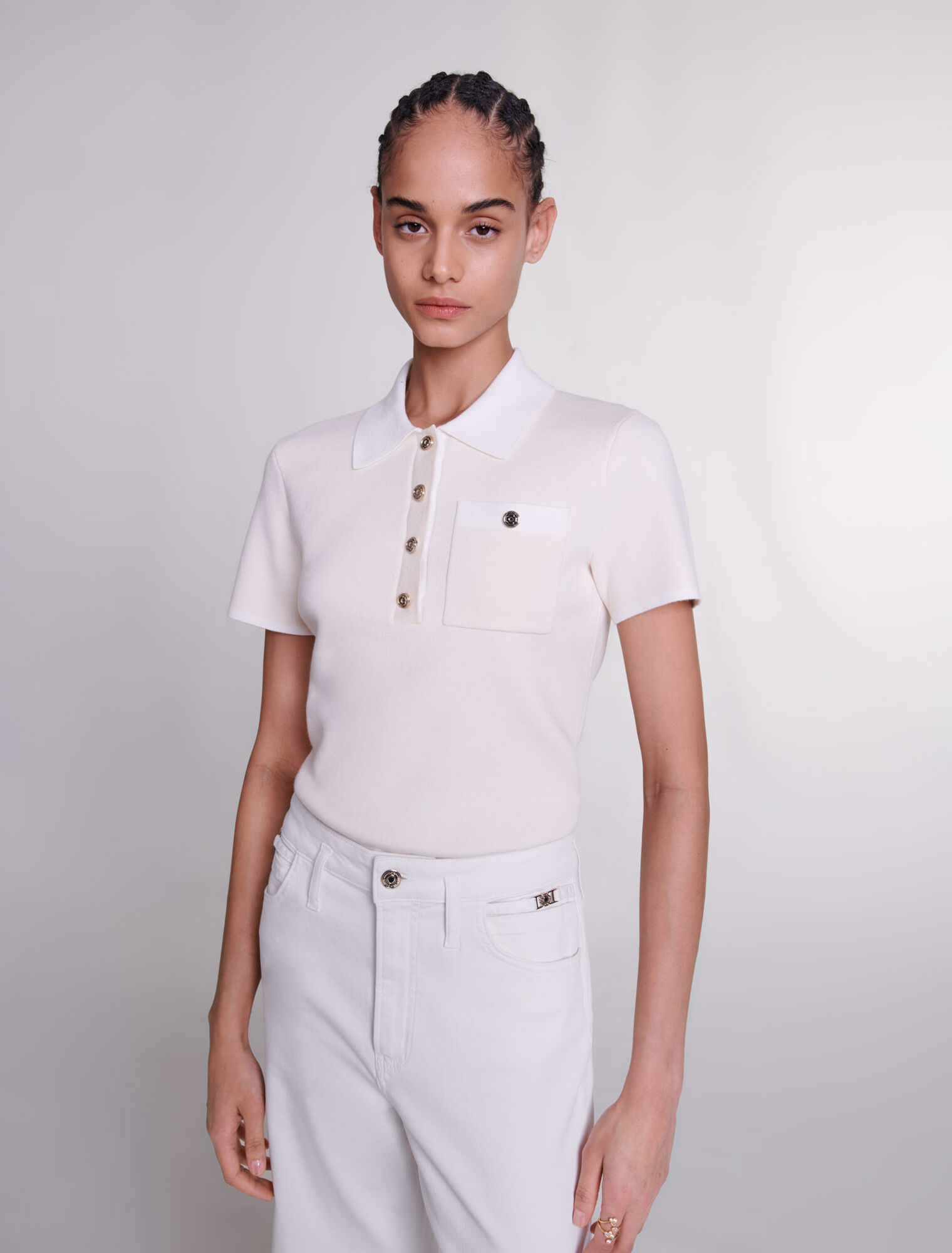 Top en maille à col polo
