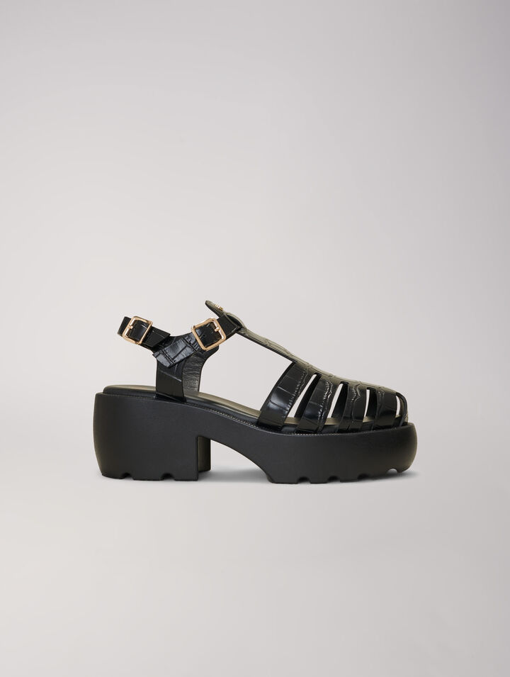 Sandales crantées en cuir
