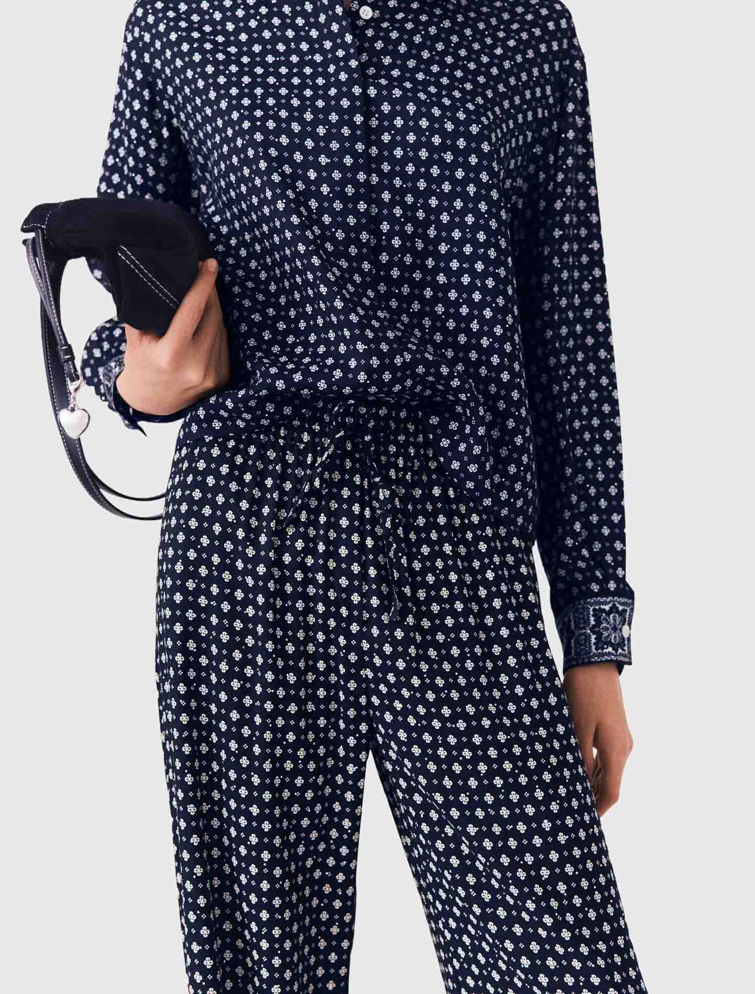 Patterned rhinestone trousers
