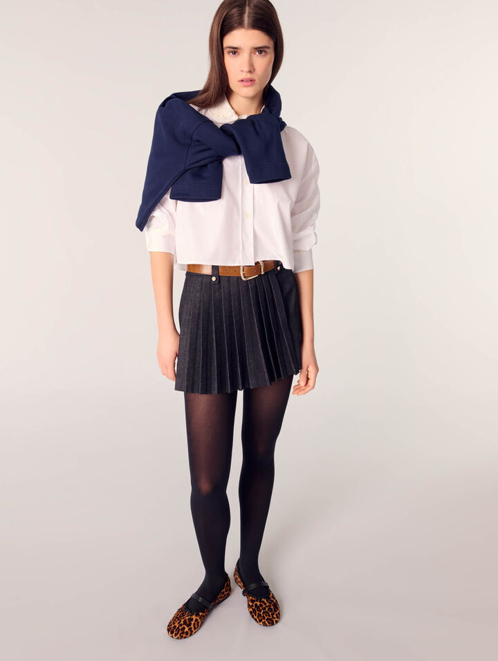 Short trompe l'œil en denim plissé