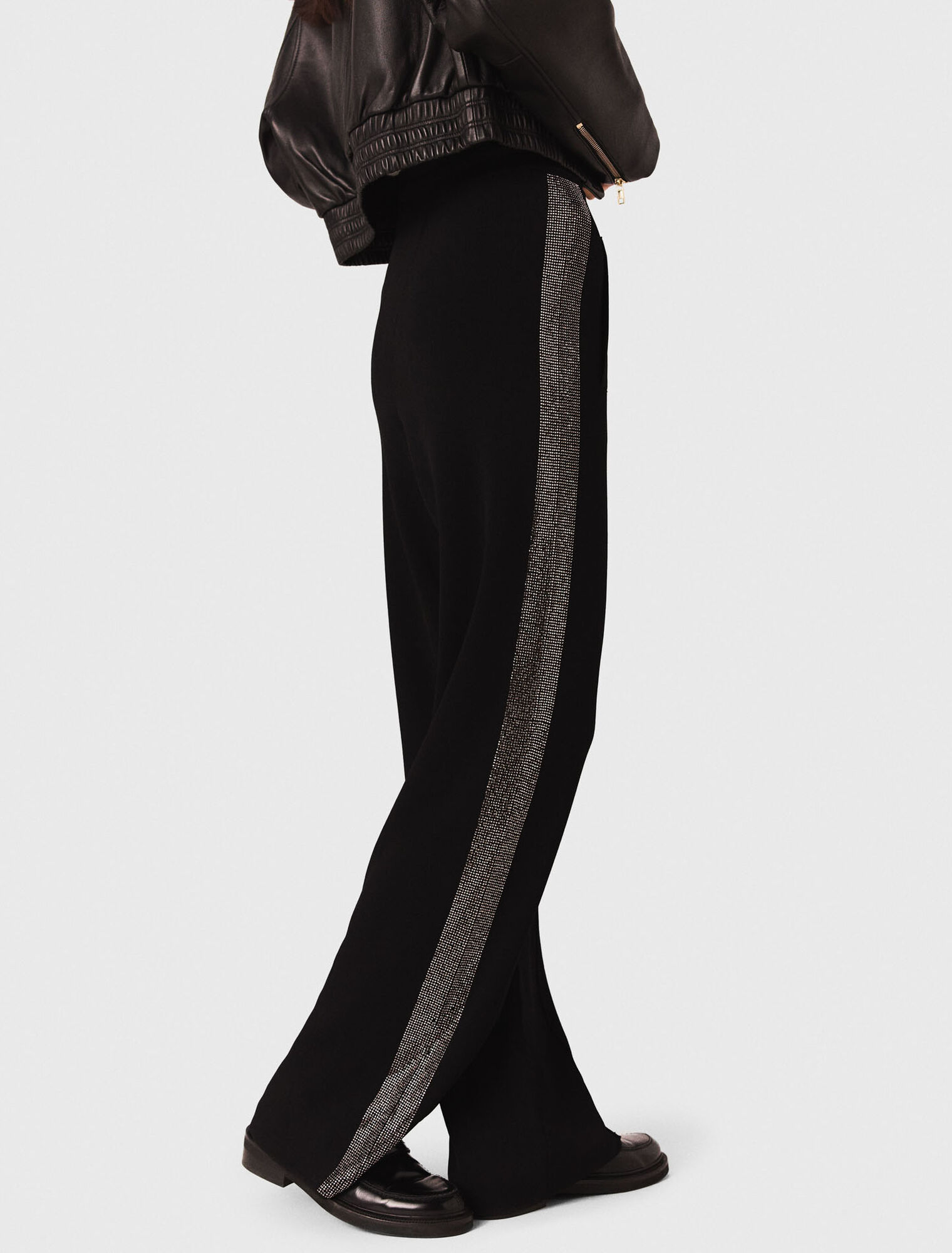 Pantalon avec bande strassée