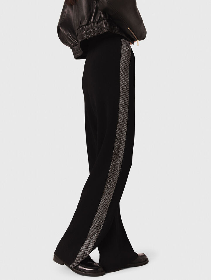 Pantalon avec bande strassée
