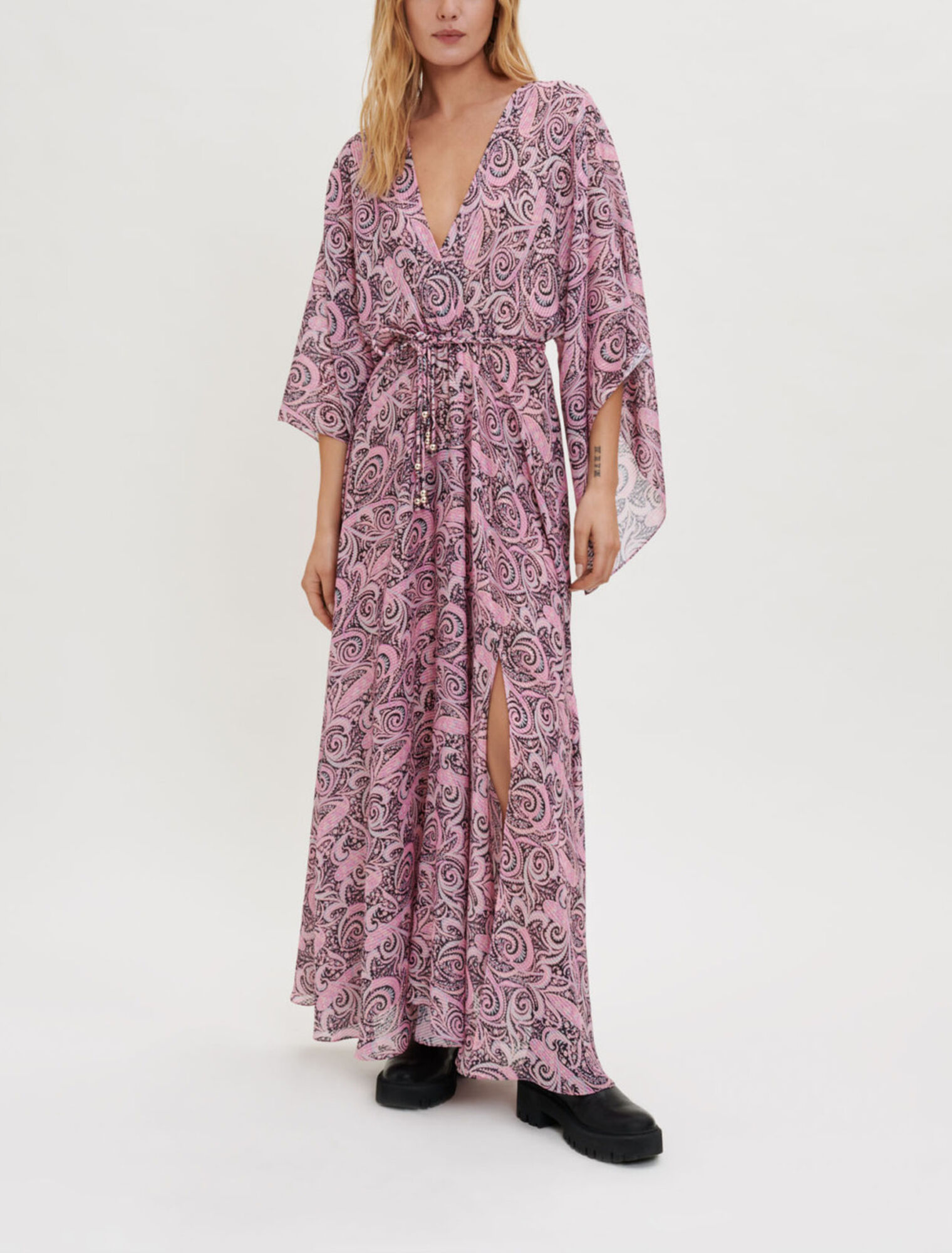 Paisley print flowing scarf dress