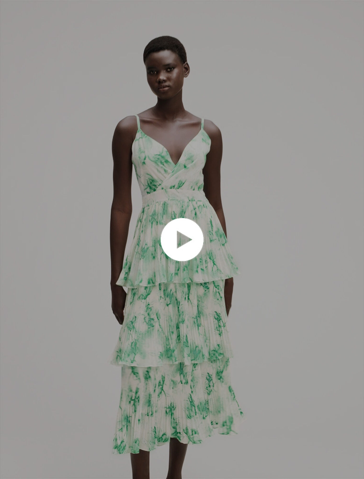 Patterned ruffled maxi dress