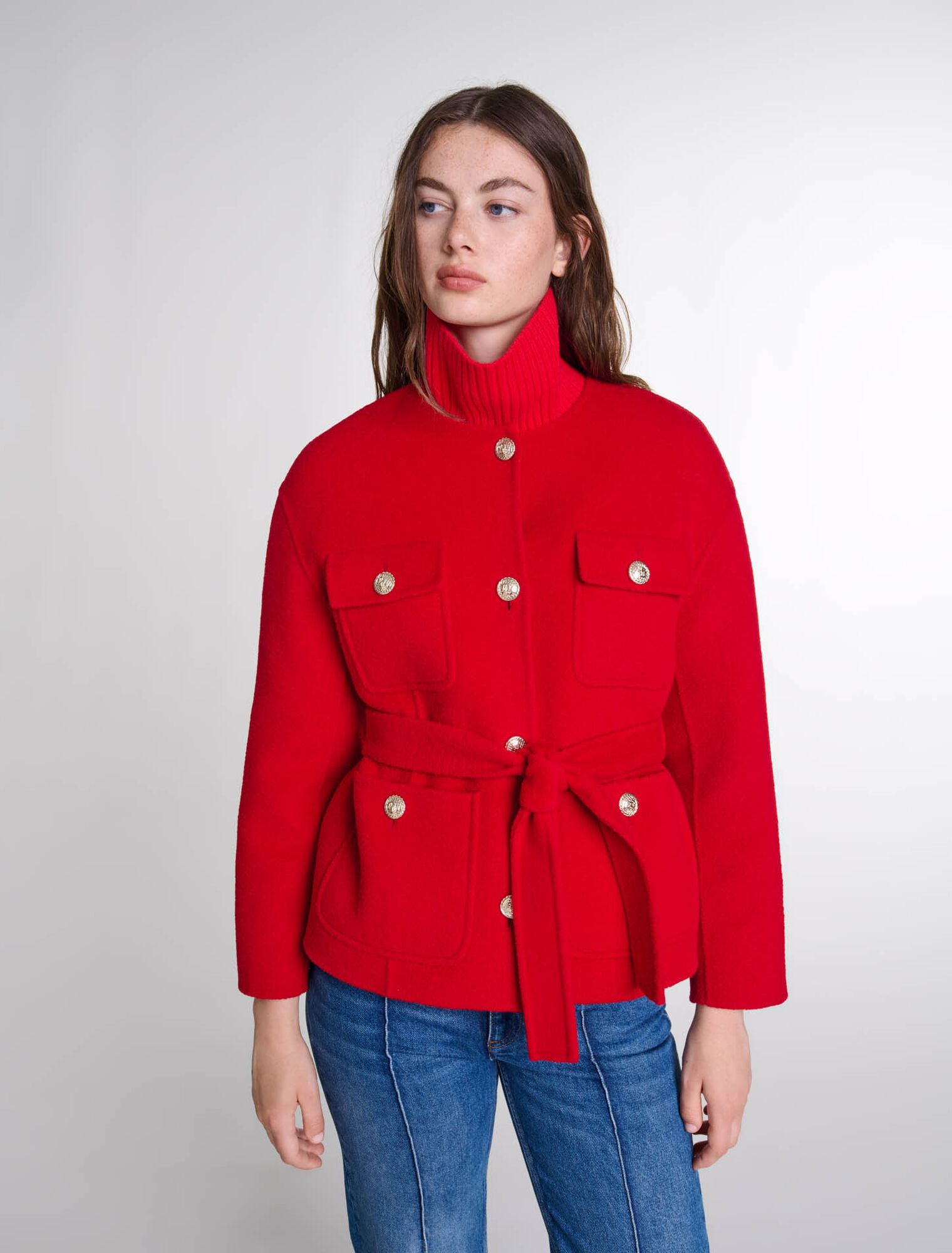 Veste double face ceinturée