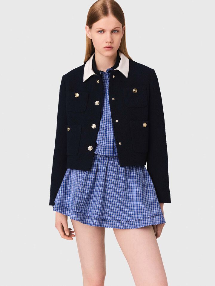 Veste courte tweed et col amovible