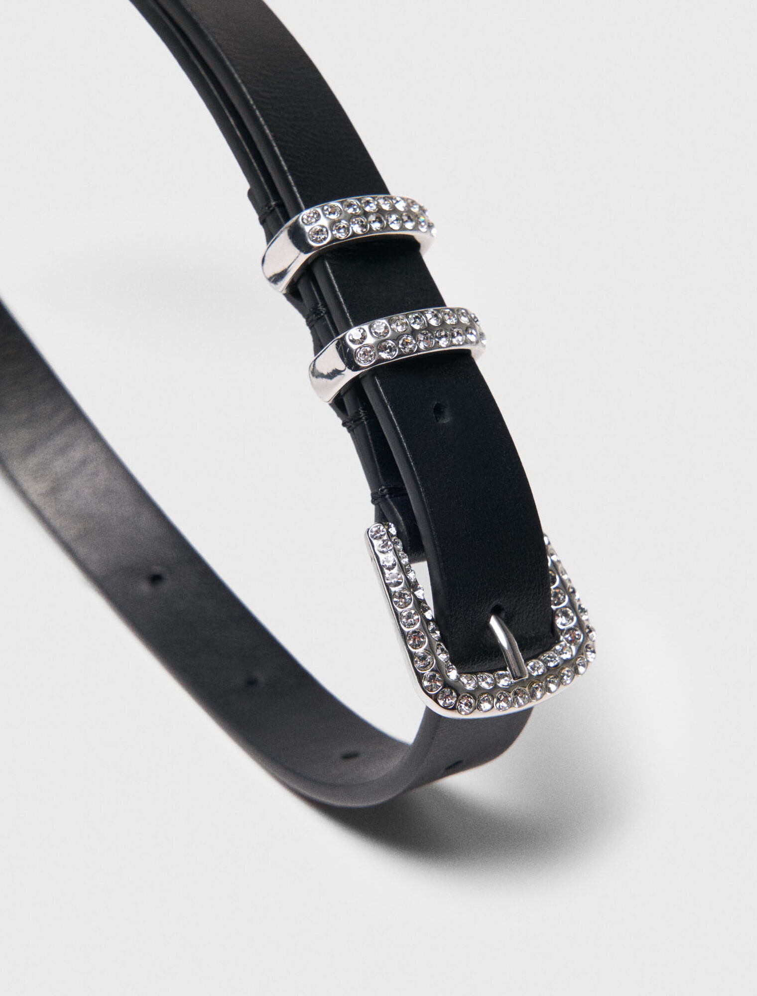 Ceinture fine à boucle strassée
