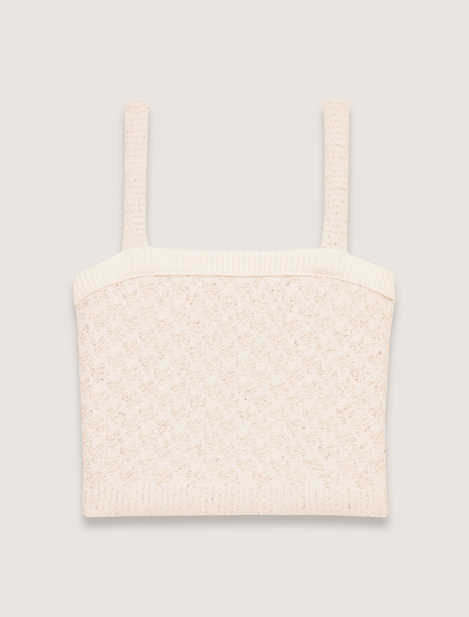 Tweed-effect knit crop top