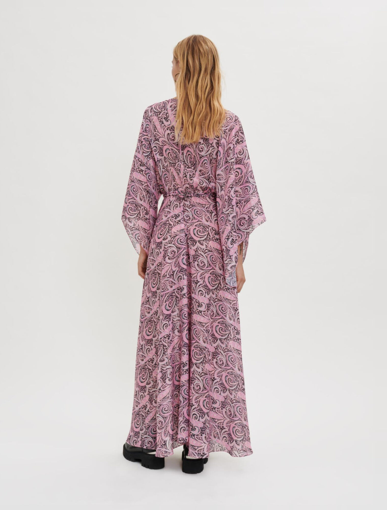 Paisley print flowing scarf dress