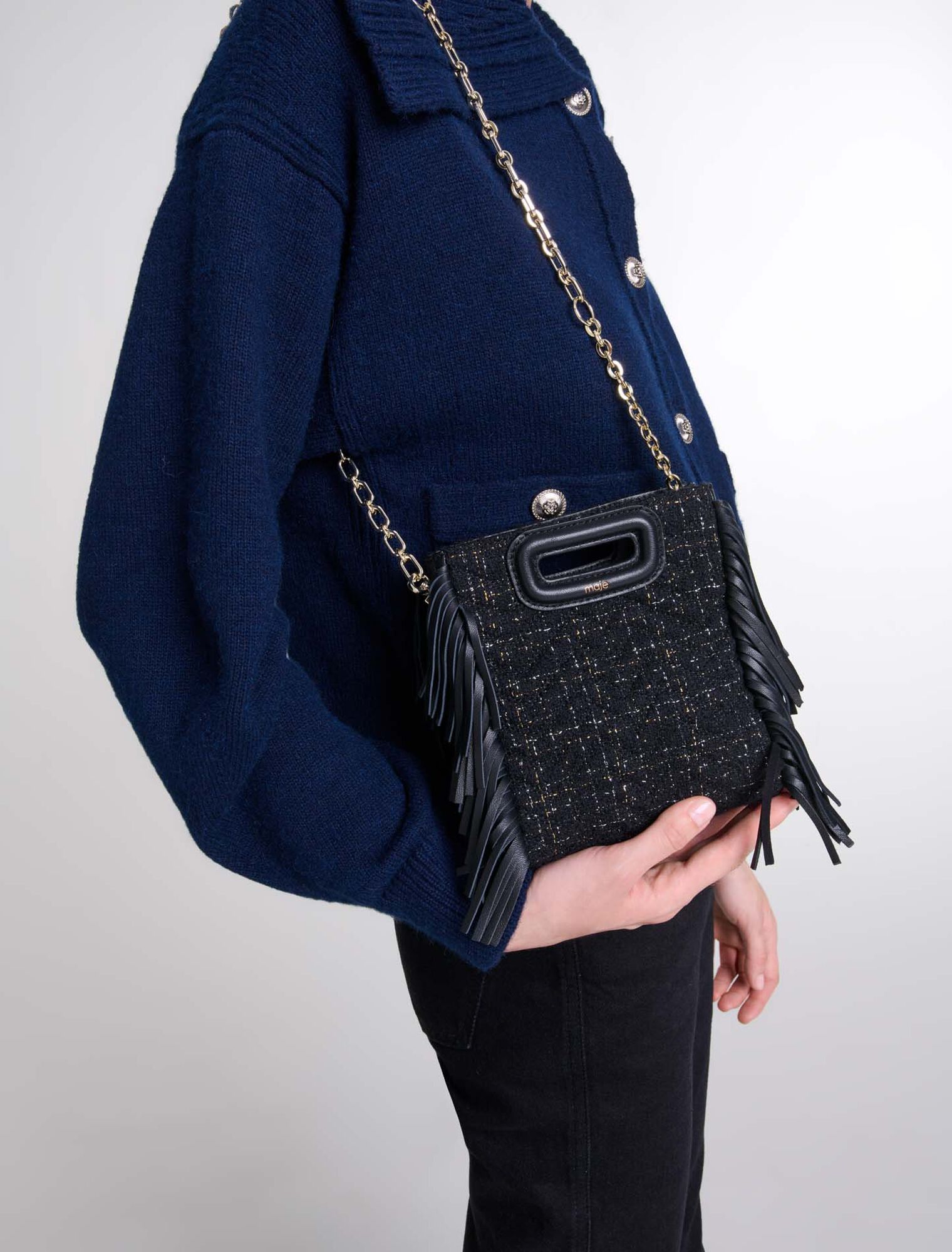 Sac M mini en tweed matelassé